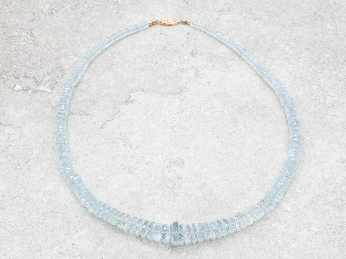 *RESERVED* Graduated Aquamarine Beaded Necklace