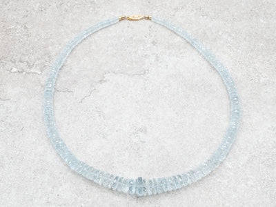 Graduated Aquamarine Beaded Necklace