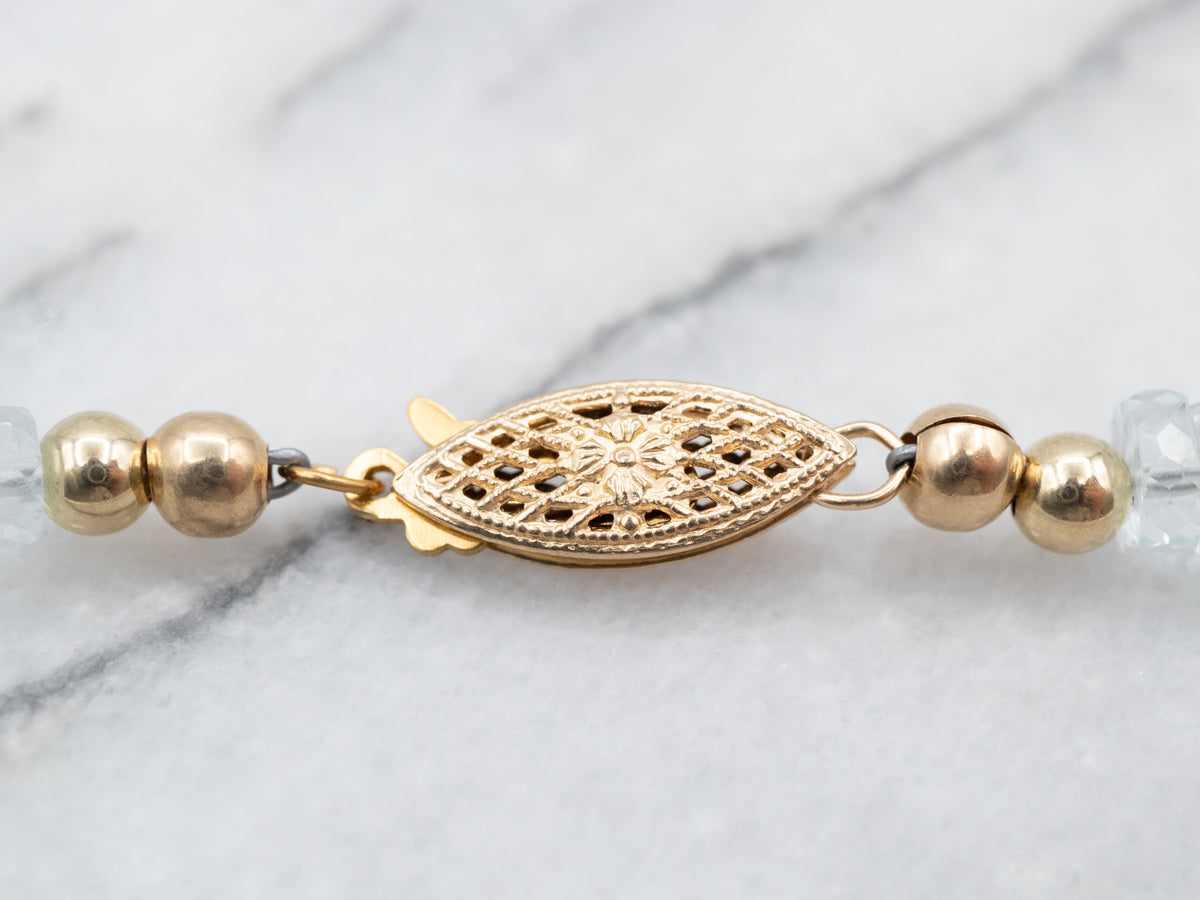 *RESERVED* Graduated Aquamarine Beaded Necklace