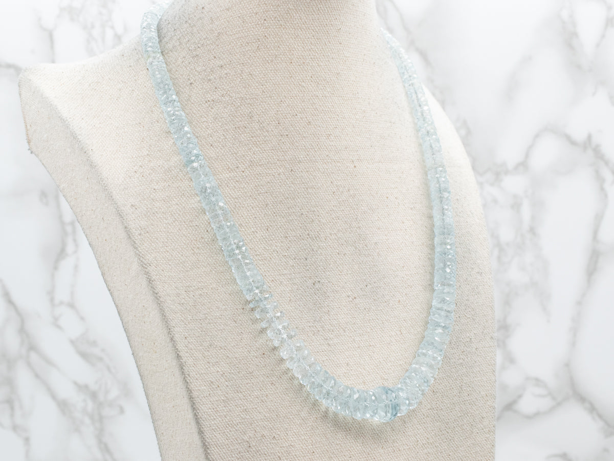 Graduated Aquamarine Beaded Necklace