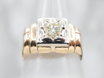 Men's European Cut Diamond Solitaire Ring