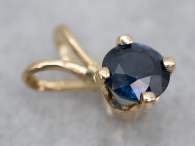 Yellow Gold Sapphire Solitaire Pendant