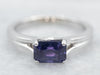 Modern East to West Purple Sapphire Solitaire Engagement Ring