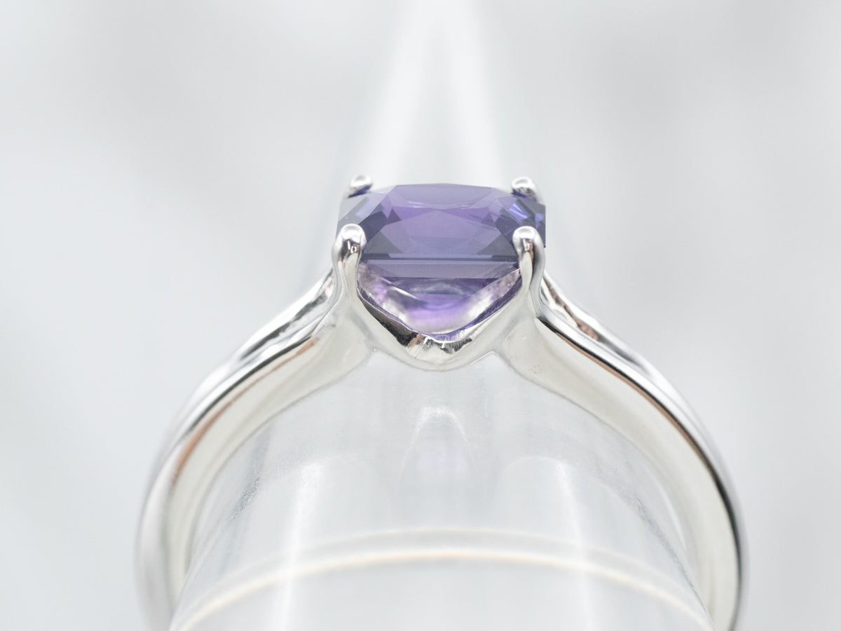 Modern East to West Purple Sapphire Solitaire Engagement Ring