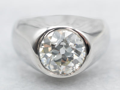Platinum European Cut Diamond Solitaire Engagement Ring