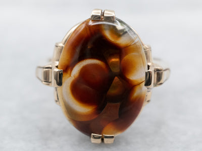 Vintage Gold Fire Agate Ring