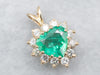 Emerald Heart Diamond Halo Pendant