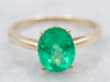 Classic Gold Emerald Solitaire Engagement Ring