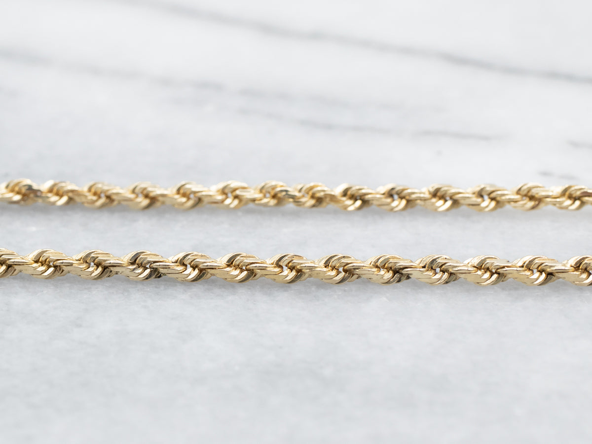 Cadena giratoria de cuerda de oro pulido con cierre de barril