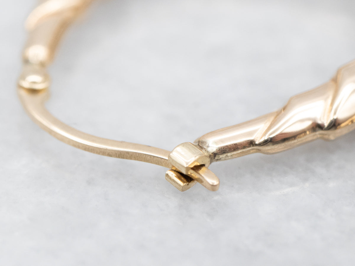 Vintage Gold Ribbed Hoop Earrings