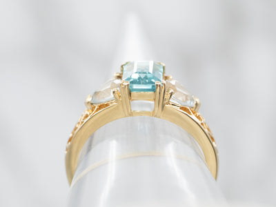 Classic Yellow Zircon Princess Cut Cubic Zirconia Diamond Ring