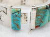 Sterling Silver Turquoise and Coral Petroglyph Bracelet