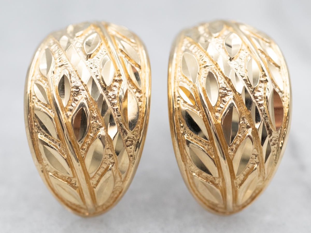 Botanical Gold Half Hoop Stud Earrings