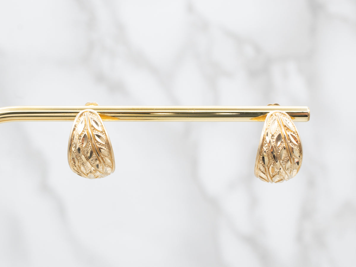 Botanical Gold Half Hoop Stud Earrings