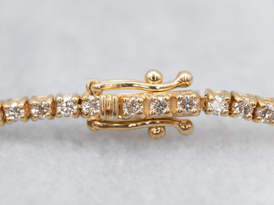 Luxurious Yellow Gold Diamond Tennis Bracelet