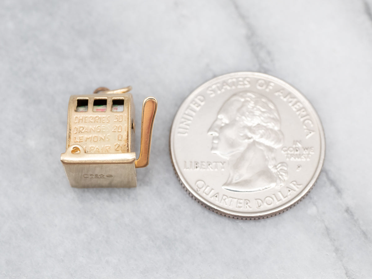 Yellow Gold Slot Machine Charm