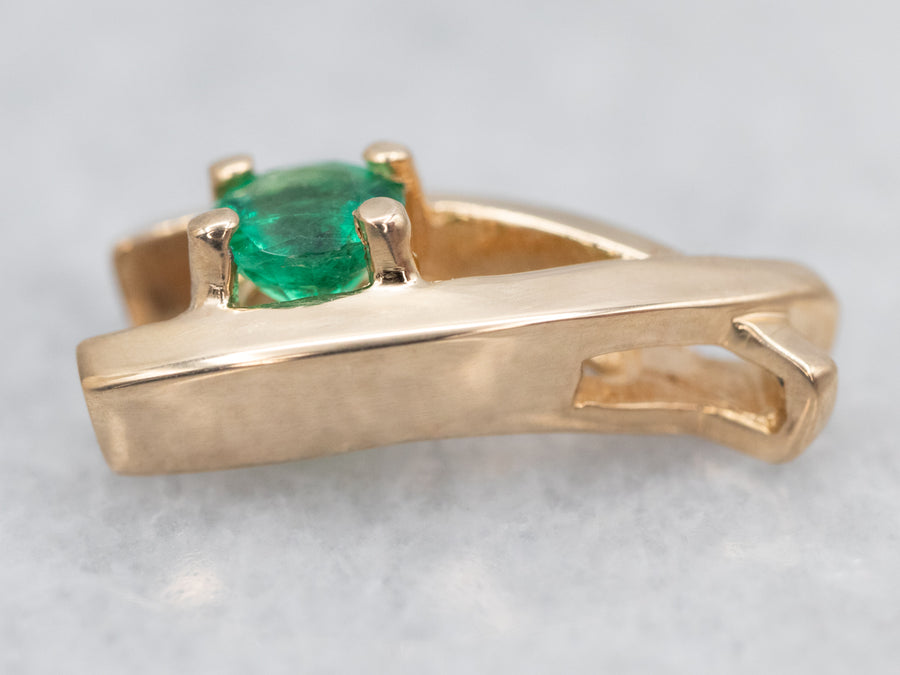 Modern Gold Emerald Pendant