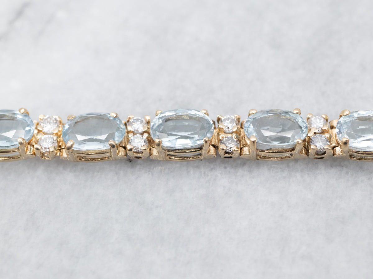 Blue Topaz and Diamond Tennis Bracelet