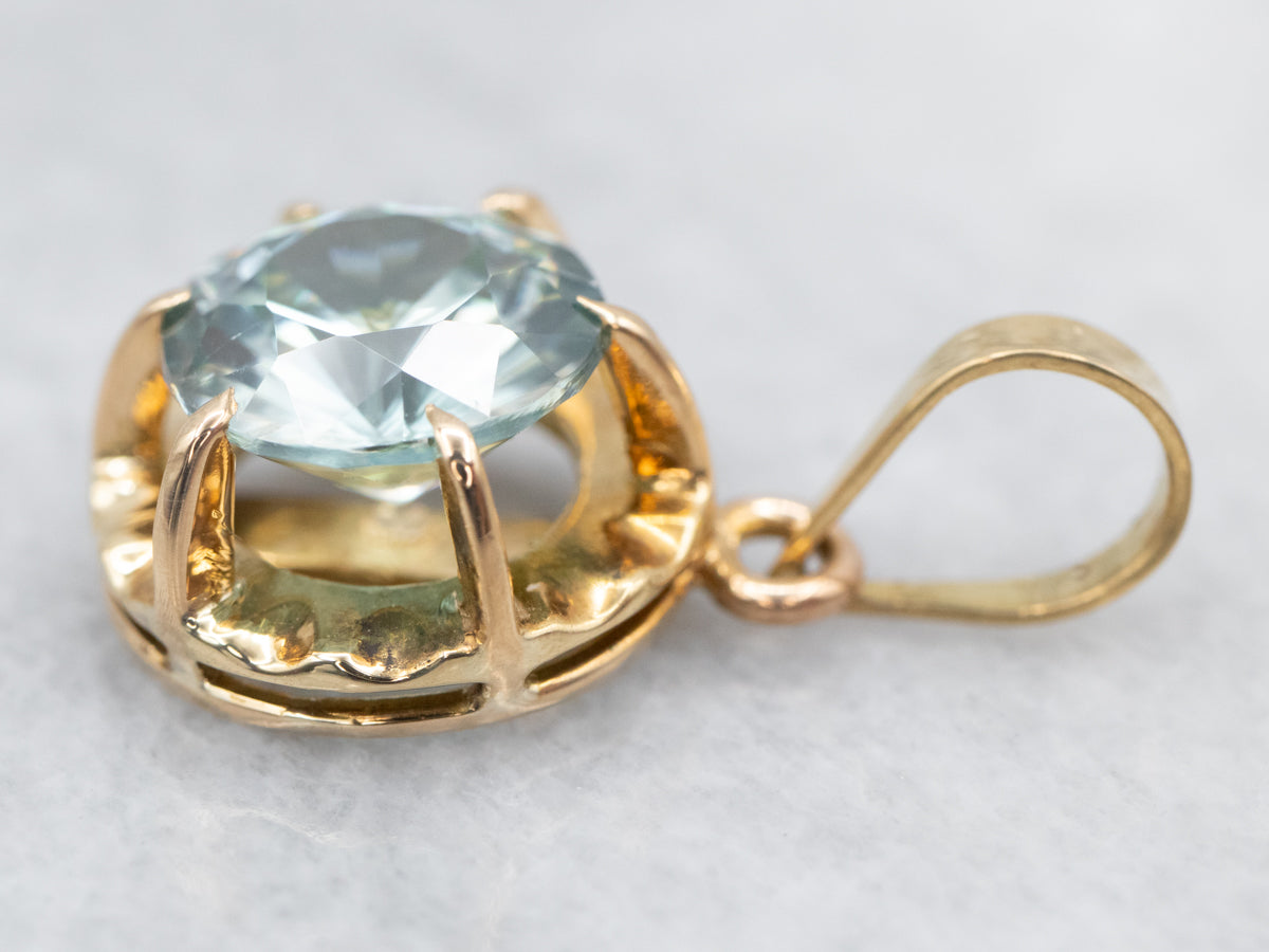 Blue Zircon Solitaire Pendant