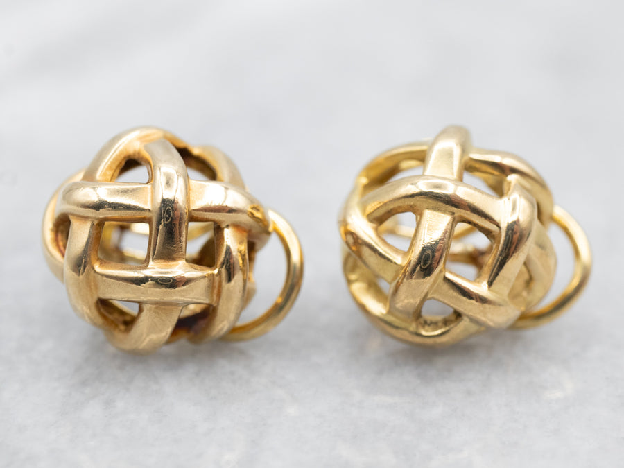 Woven 18-Karat Gold Basket Stud Earrings