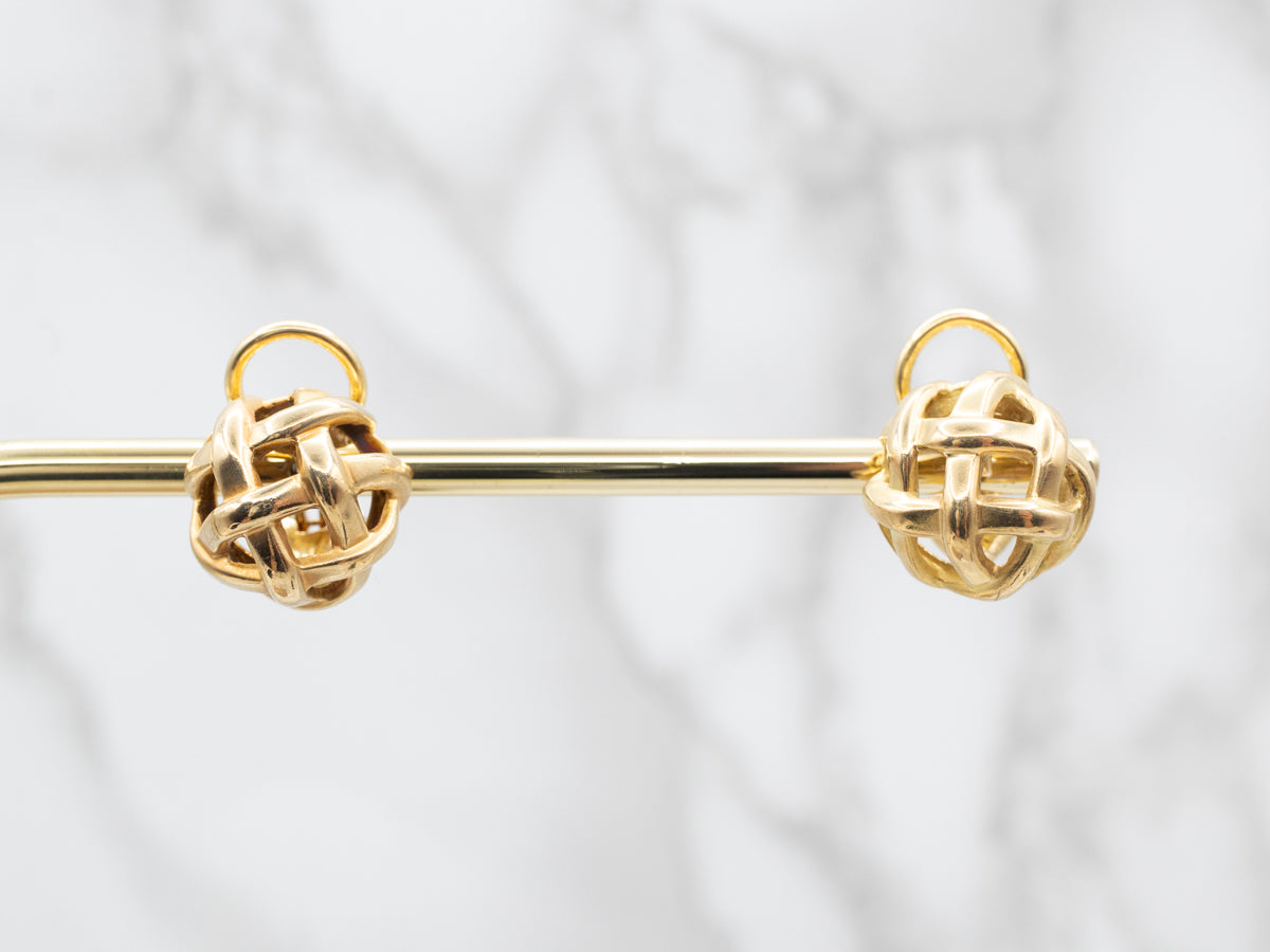 Woven 18-Karat Gold Basket Stud Earrings