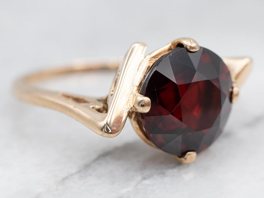 Vintage Garnet Solitaire Bypass Ring