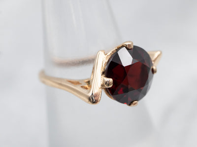 Vintage Garnet Solitaire Bypass Ring