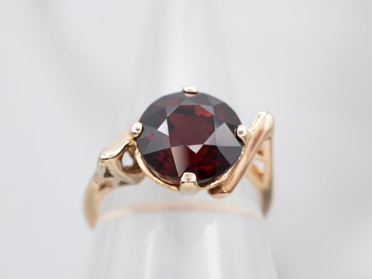Vintage Garnet Solitaire Bypass Ring