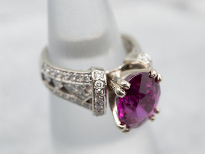 Modern Gold Pink Sapphire Engagement Ring with Diamond Accents