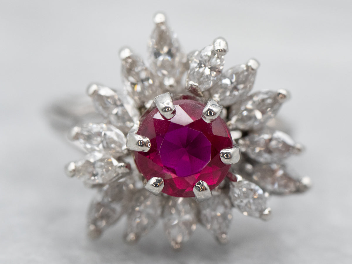 Incredible White Gold GASL Certified Sapphire Ring with a Halo of Diamond Accents