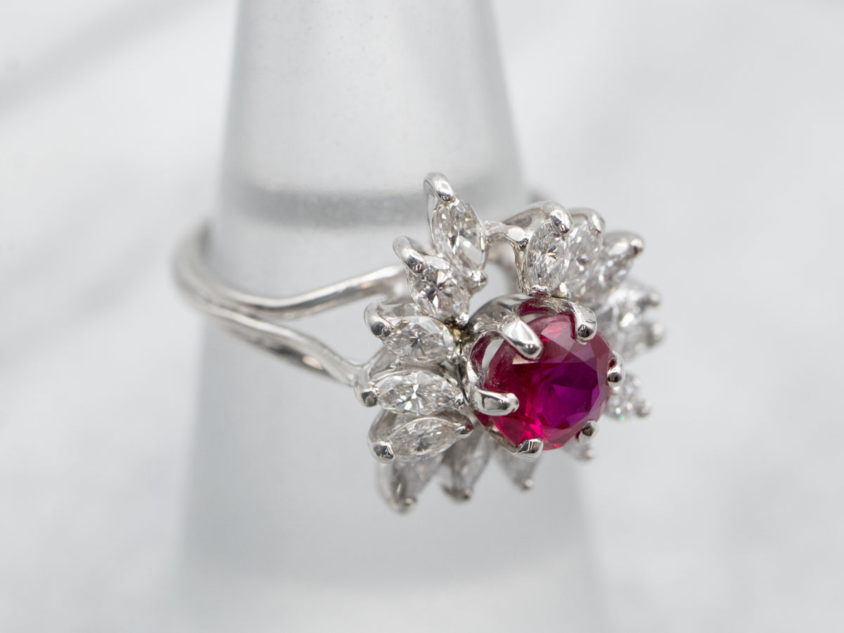 Incredible White Gold GASL Certified Sapphire Ring with a Halo of Diamond Accents