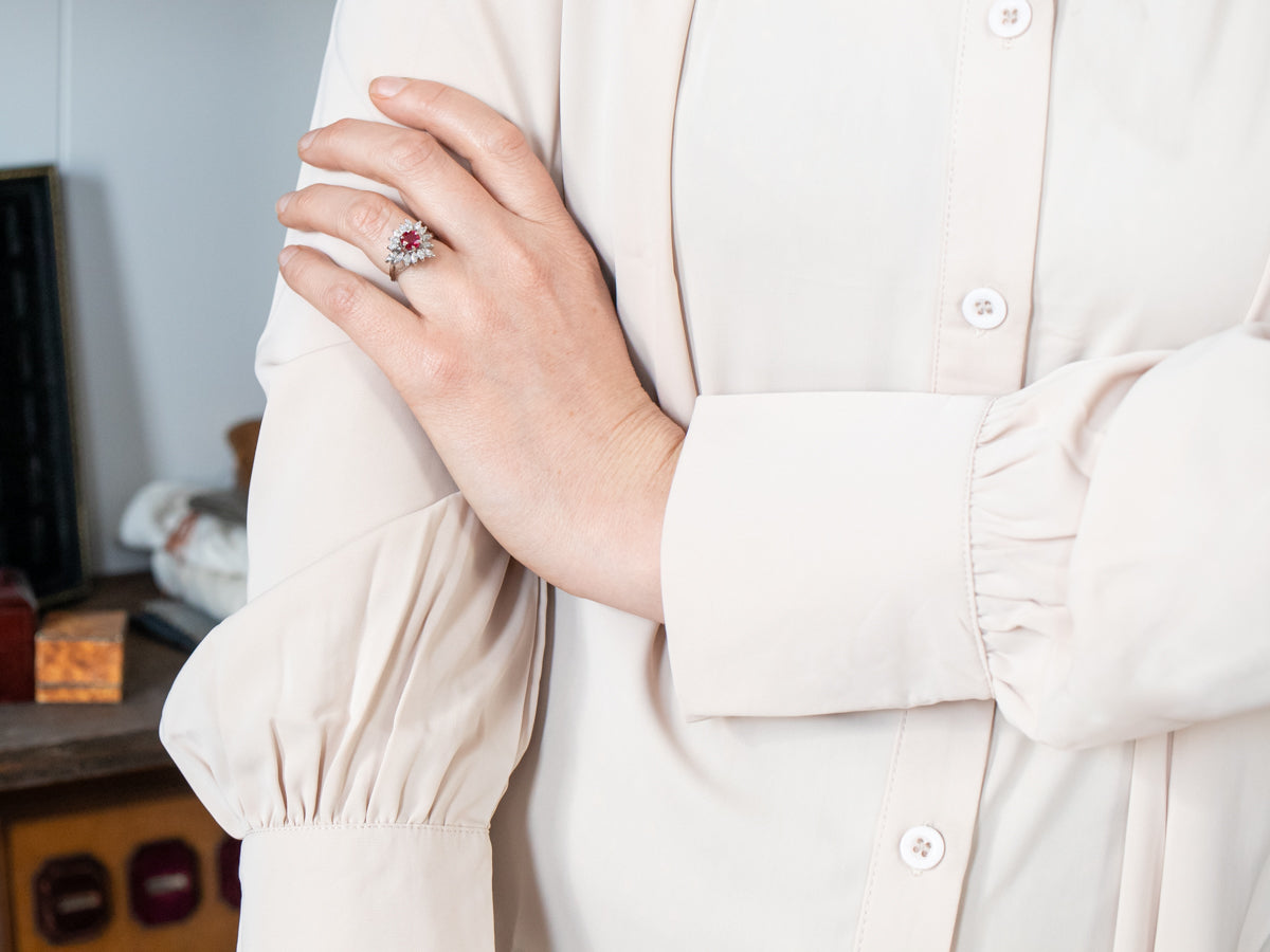 Incredible White Gold GASL Certified Sapphire Ring with a Halo of Diamond Accents