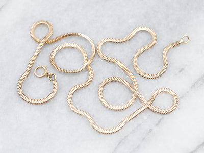Sleek Gold Rectangular Snake Chain with Spring Ring Clasp