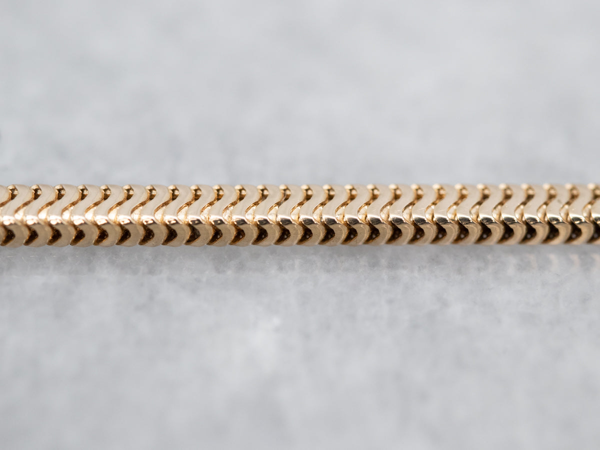 Sleek Gold Rectangular Snake Chain with Spring Ring Clasp