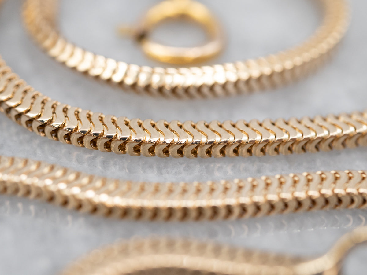 Sleek Gold Rectangular Snake Chain with Spring Ring Clasp