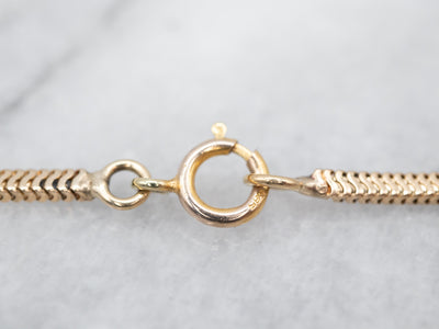 Sleek Gold Rectangular Snake Chain with Spring Ring Clasp