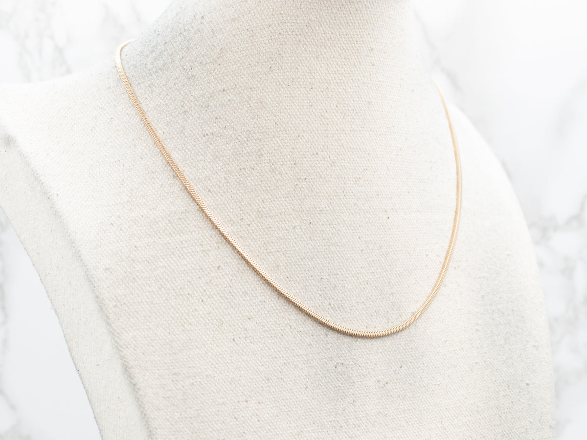 Sleek Gold Rectangular Snake Chain with Spring Ring Clasp