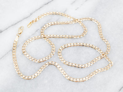 Classic Long Yellow Gold Curb Chain with Lobster Clasp