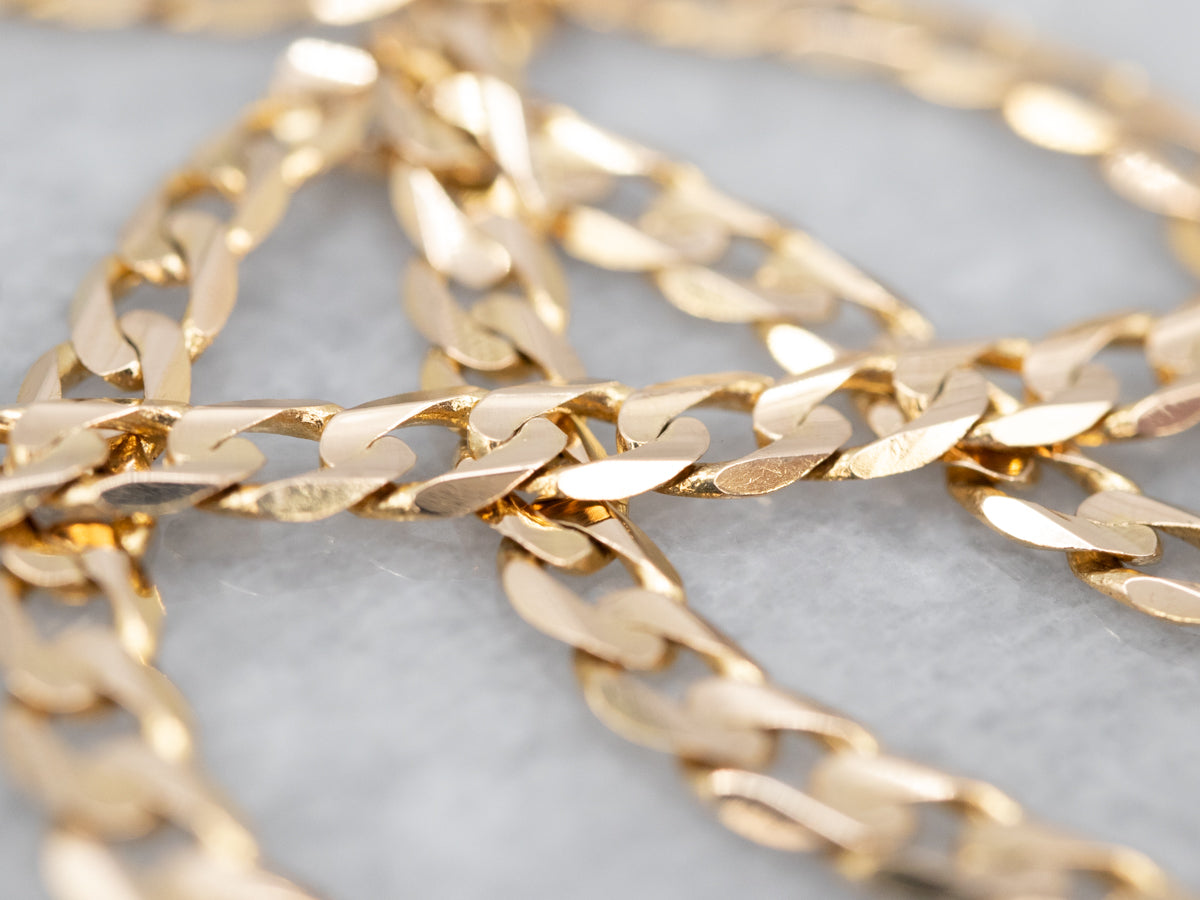 Classic Long Yellow Gold Curb Chain with Lobster Clasp