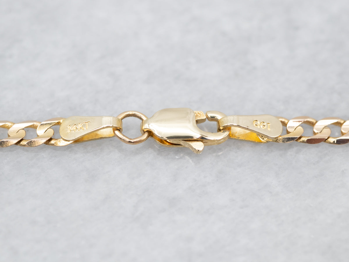 Classic Long Yellow Gold Curb Chain with Lobster Clasp