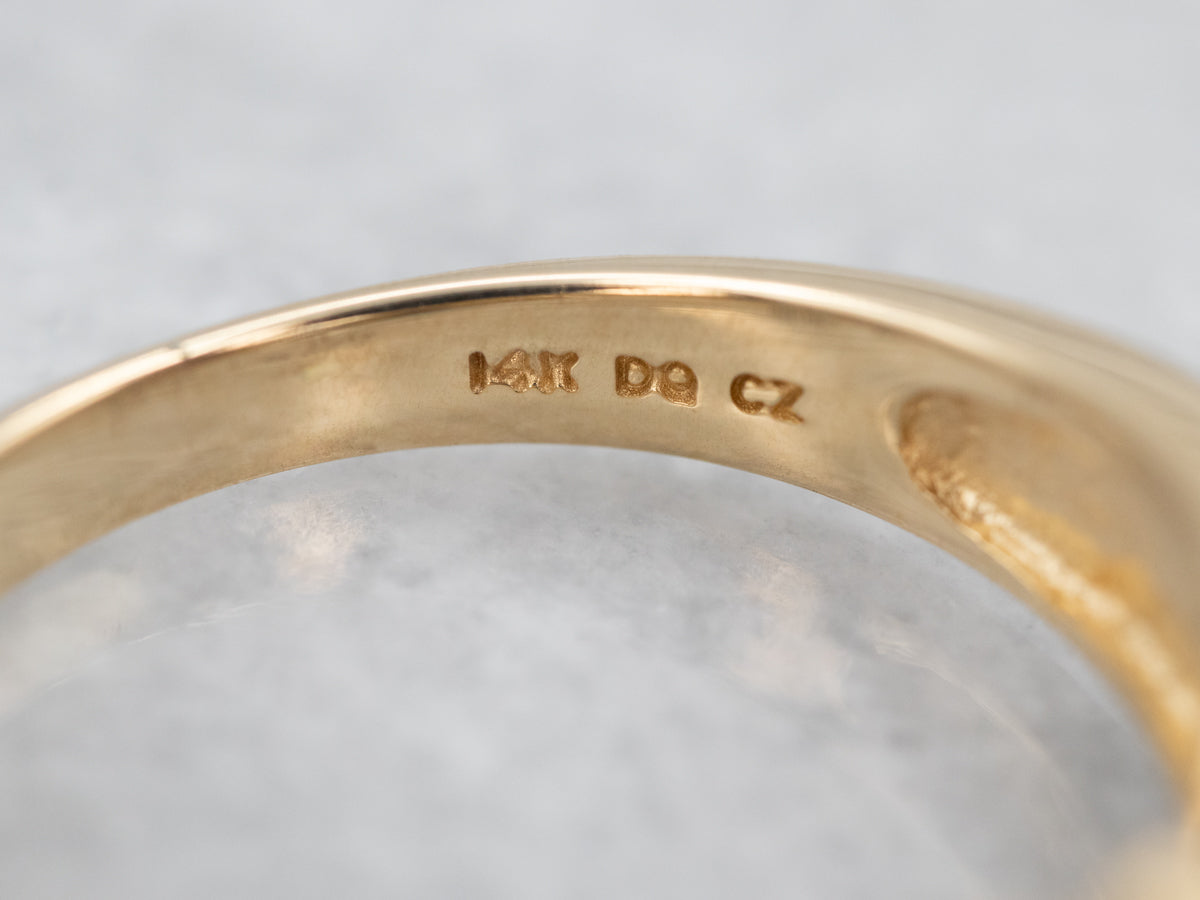 Polished Gold Blue Topaz Solitaire Bypass Ring