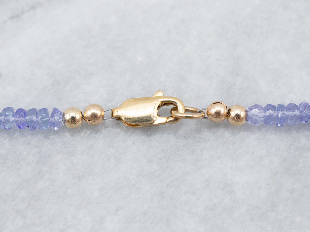 Gold Fill Tanzanite Beaded Necklace with Lobster Clasp