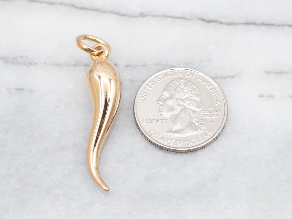 Yellow 18-Karat Gold Italian Horn Pendant