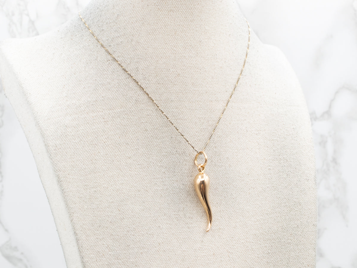 Yellow 18-Karat Gold Italian Horn Pendant