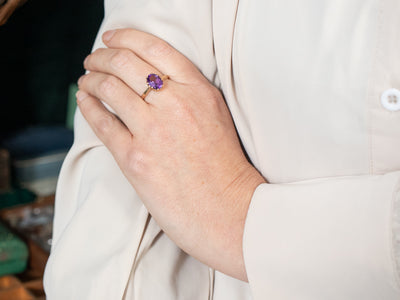 Two Tone Amethyst Solitaire Cocktail Ring