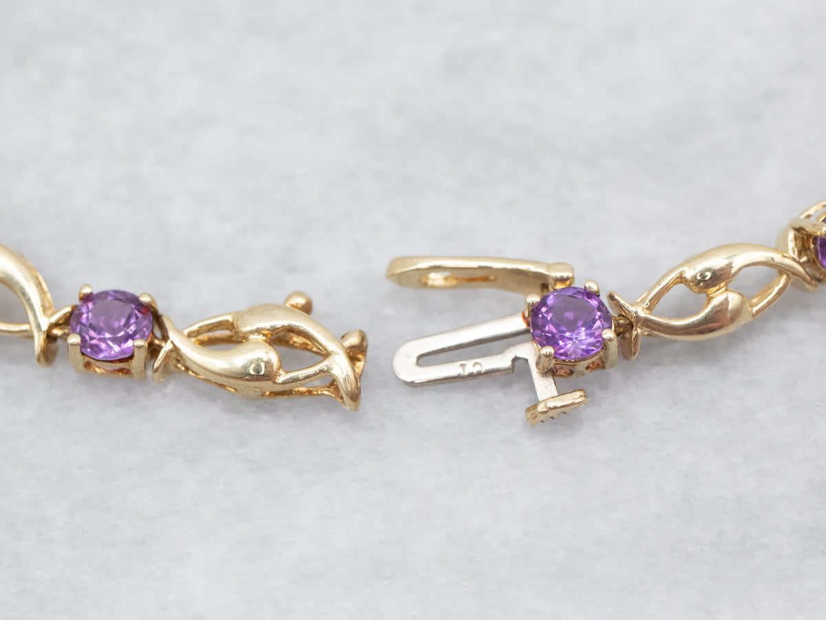 Yellow Gold Amethyst Infinity Link Tennis Bracelet