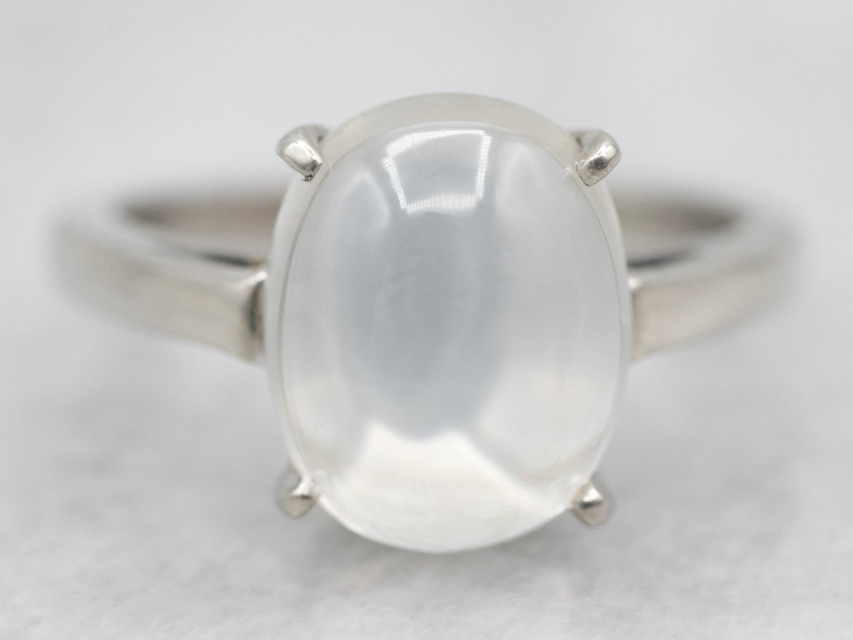 *RESERVADO* Anillo solitario de piedra lunar de oro blanco