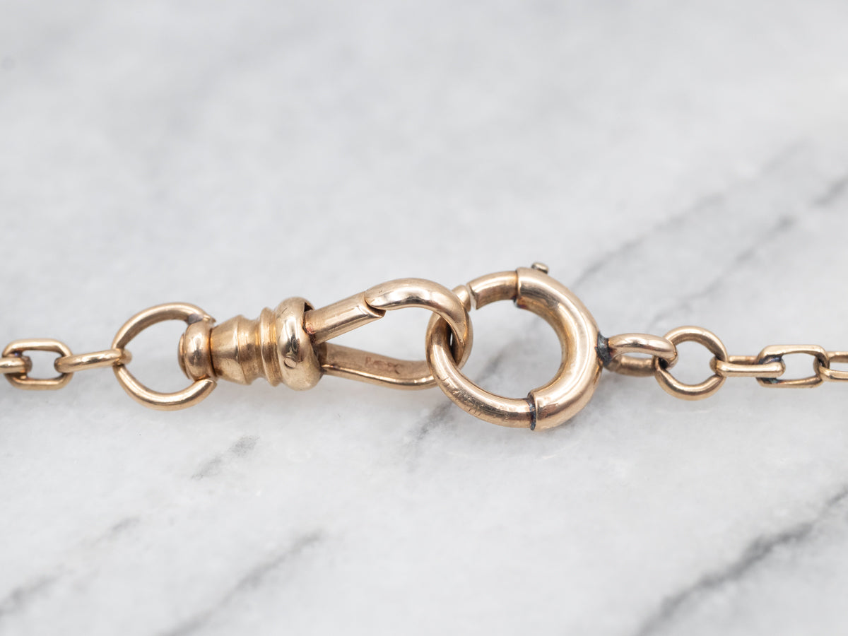 Yellow Gold Bar Link Chain with Dog Clip and Spring Ring Clasp