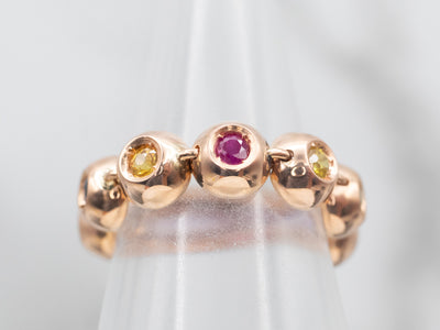 Rose Gold Multi Colored Sapphire Dome Ring