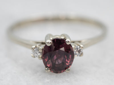 White Gold Pink Sapphire Engagement Ring with Diamond Accents